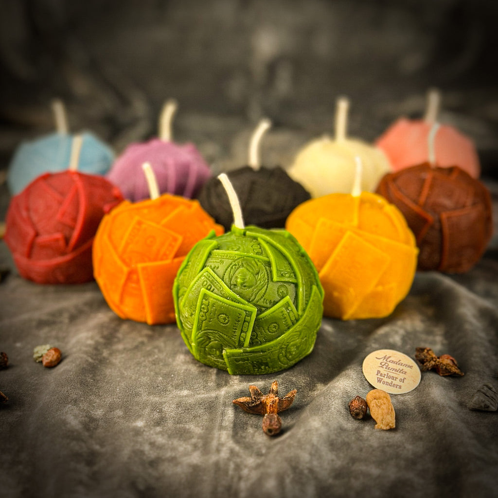 Beeswax Rolling in Dough Spell Candle - Luxury Wealth & Opulent Abundance | Beeswax Candle | Wiccan Center
