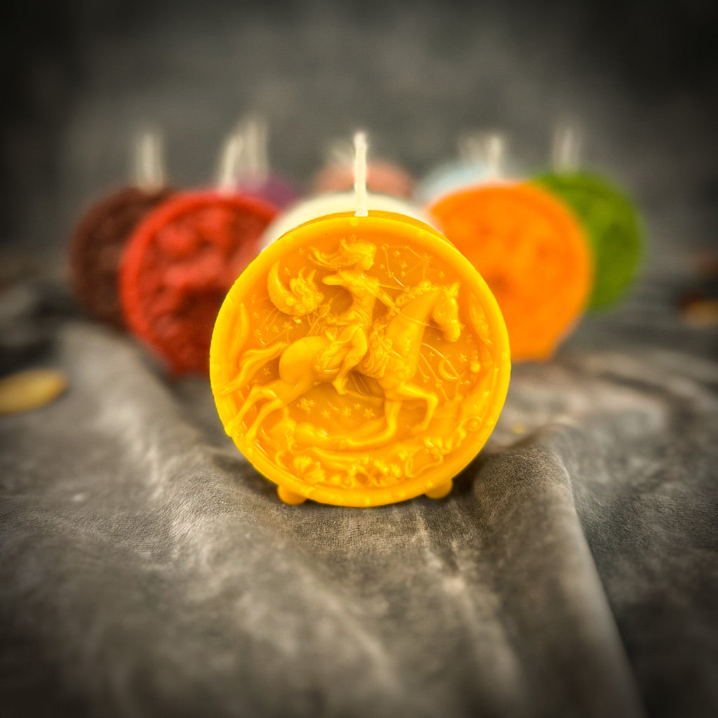 Beeswax Sagittarius Archer Zodiac Spell Candle - Adventure, Wisdom & Optimism | Beeswax Candle | Wiccan Center