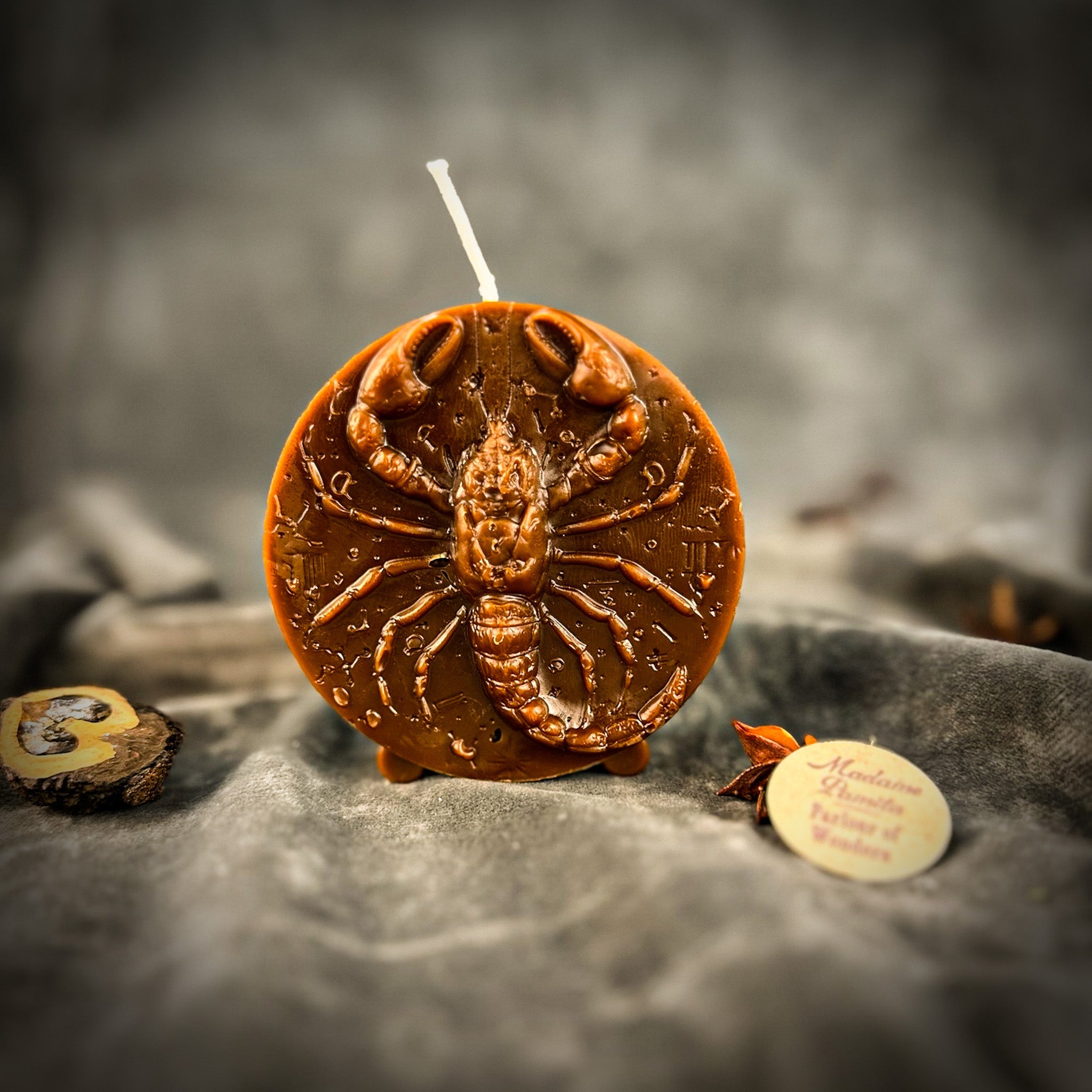 Beeswax Scorpio Scorpion Zodiac Spell Candle - Transformation, Power & Intuition | Beeswax Candle | Wiccan Center
