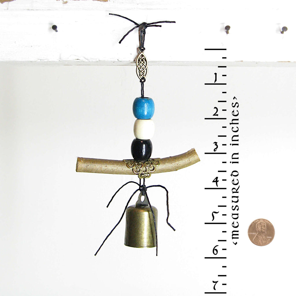 Hanging Witch's Bell: Quirky Twig, Beads, Charm - Handcrafted | Decorative Bells | Wiccan Center