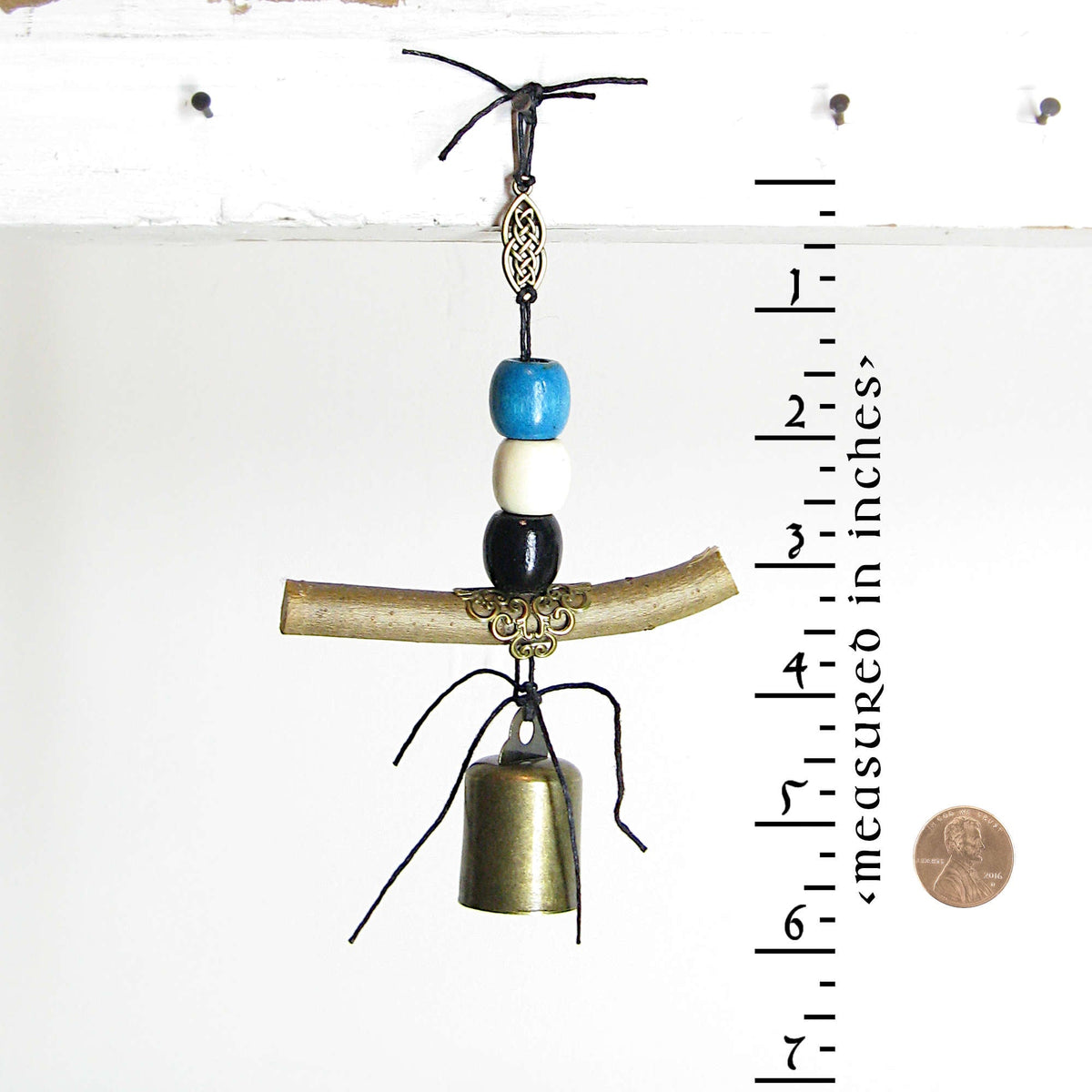 Hanging Witch's Bell: Quirky Twig, Beads, Charm - Handcrafted | Decorative Bells | Wiccan Center