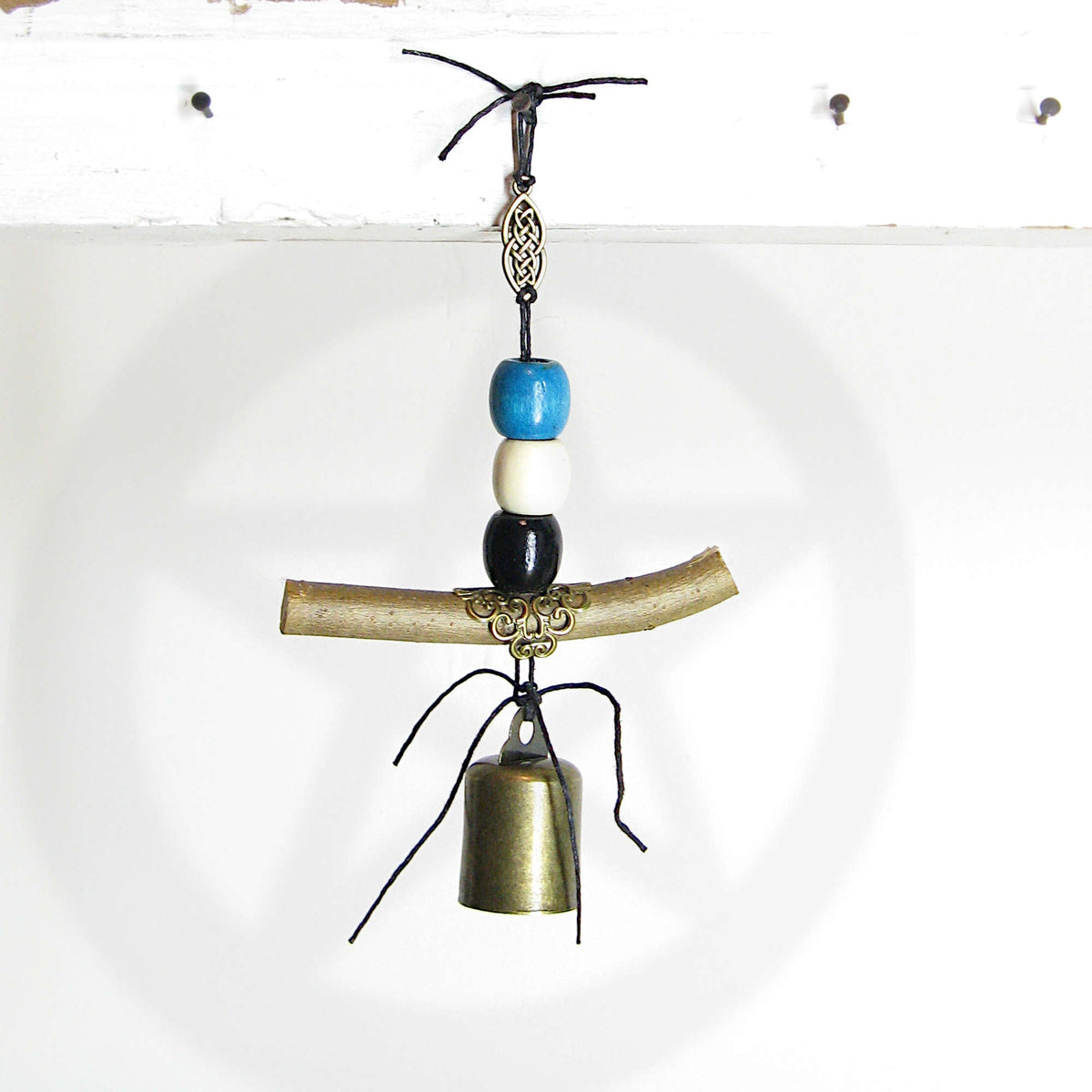 Hanging Witch's Bell: Quirky Twig, Beads, Charm - Handcrafted | Decorative Bells | Wiccan Center