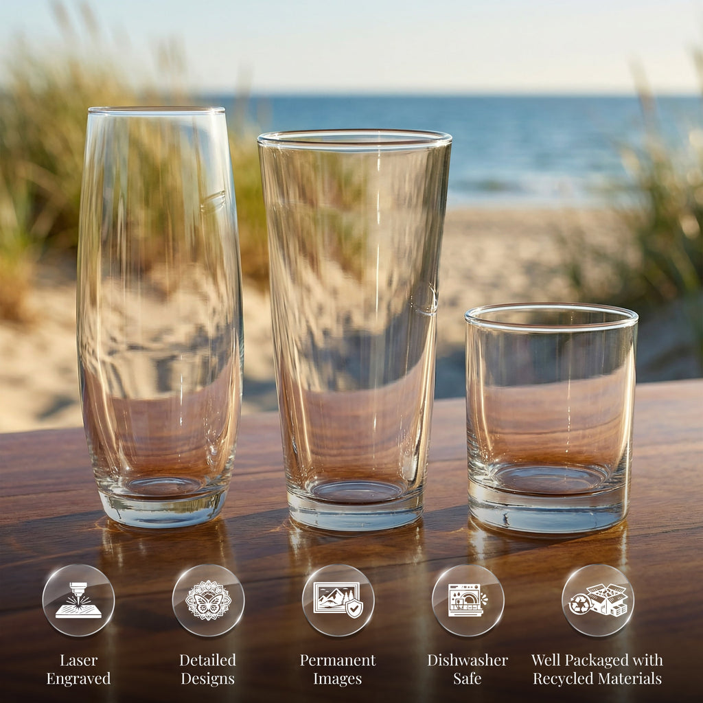 Jolly Roger (Skull & Cross Bones) Pirate Flag Laser Engraved Glasses | Barware | Wiccan Center
