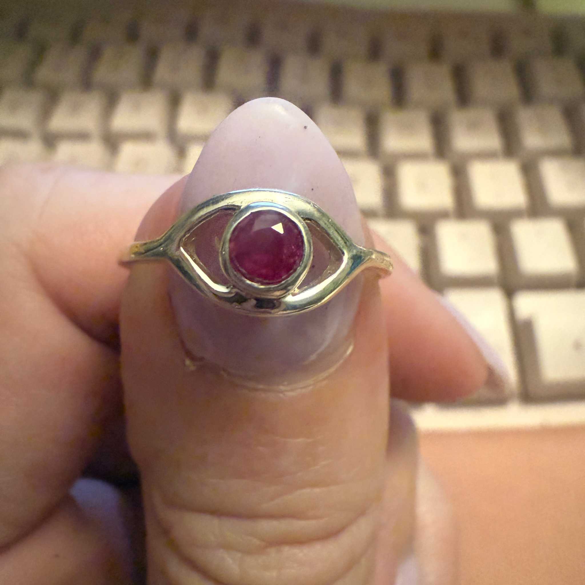 Bold All-Seeing Eye Ruby Ring | Rings | Wiccan Center