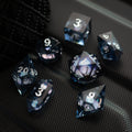 Black And Silver Glitter Liquid Core Handmade Resin DND Dice Set | Liquid Core Dice | Wiccan Center
