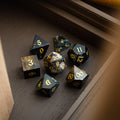 Black Gemstone Eagle Eye Hand Carved DND Dice Set | Gemstone Dice | Wiccan Center