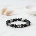 Black lava stone rune bracelet with Asgard Crafted Silver Rune
