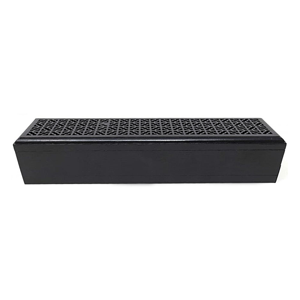 Black Finish Wood Incense Box Burner - Large