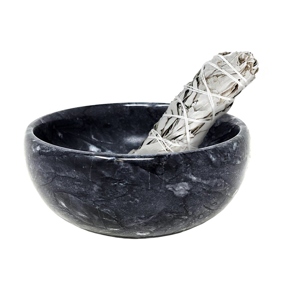 Black Marble Smudge Bowl 4" | Smudge Bowl | Wiccan Center