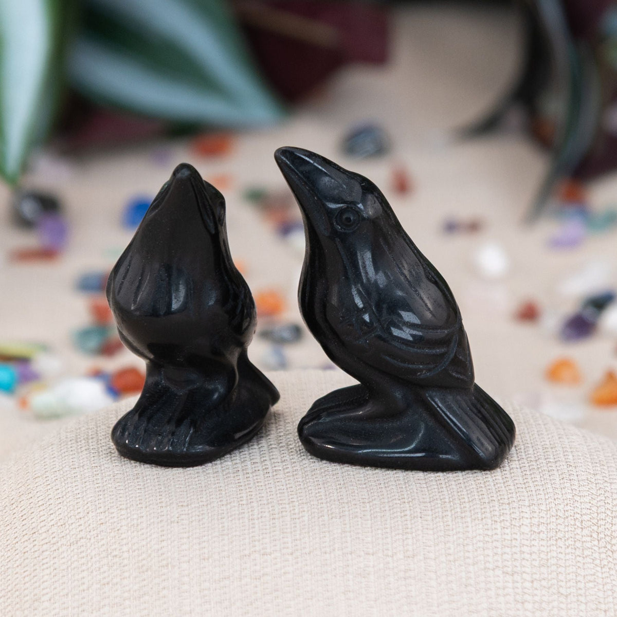 Hand Carved Obsidian Crow | | Wiccan Center
