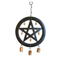 Black Pentagram Wind Chime | Hanging Bells | Wiccan Center