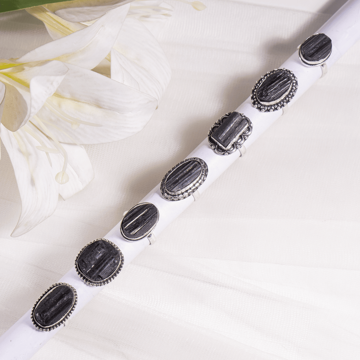 Black tourmaline rings – Gemstone rings Natural Crystal Healing Jewelry Collection