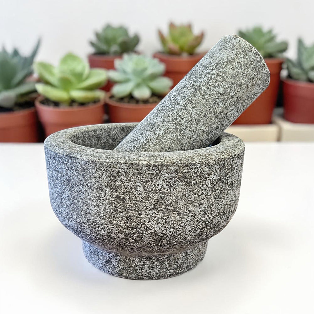 Black & Grey Marble Mortar and Pestle 5.5"