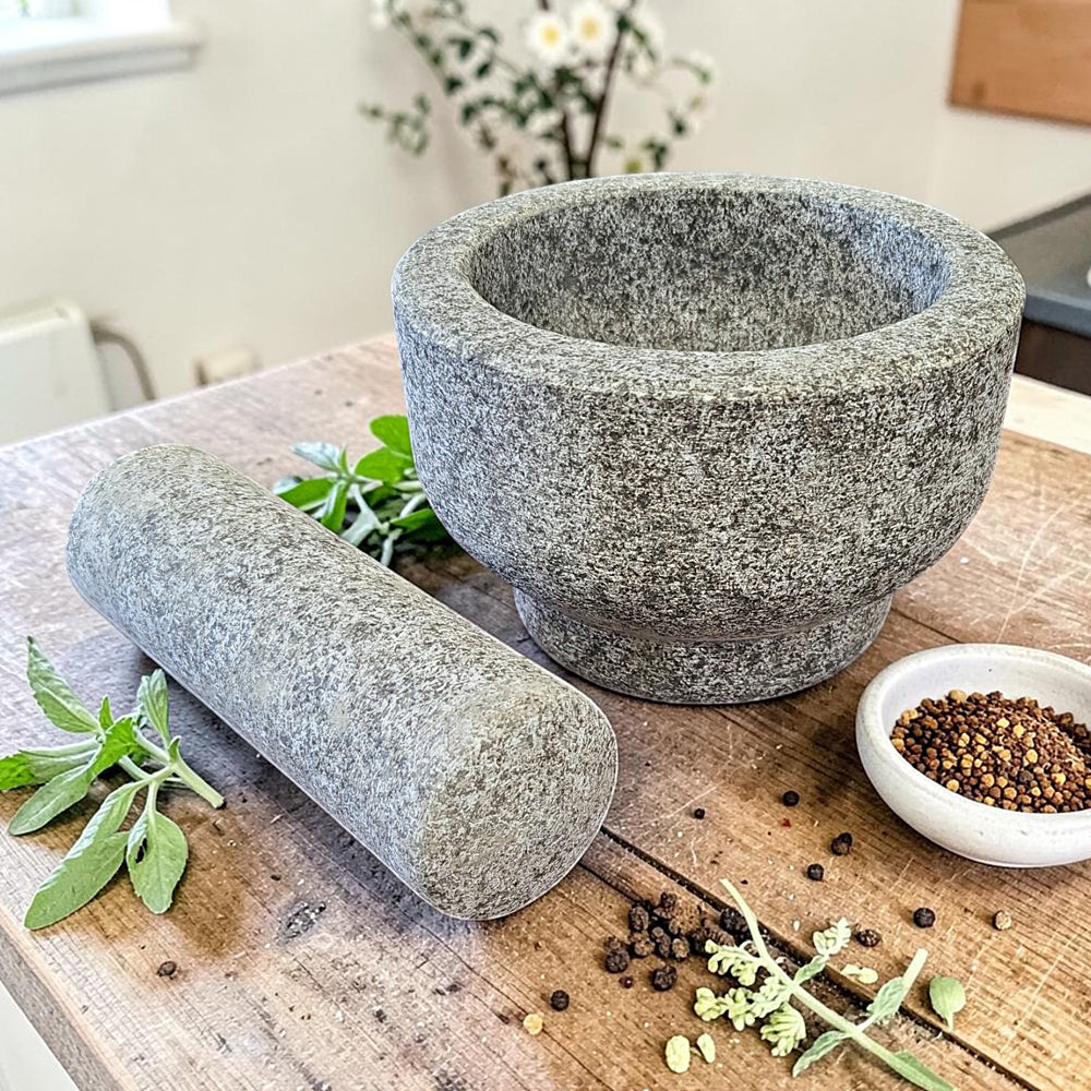 Black & Grey Marble Mortar and Pestle 5.5"
