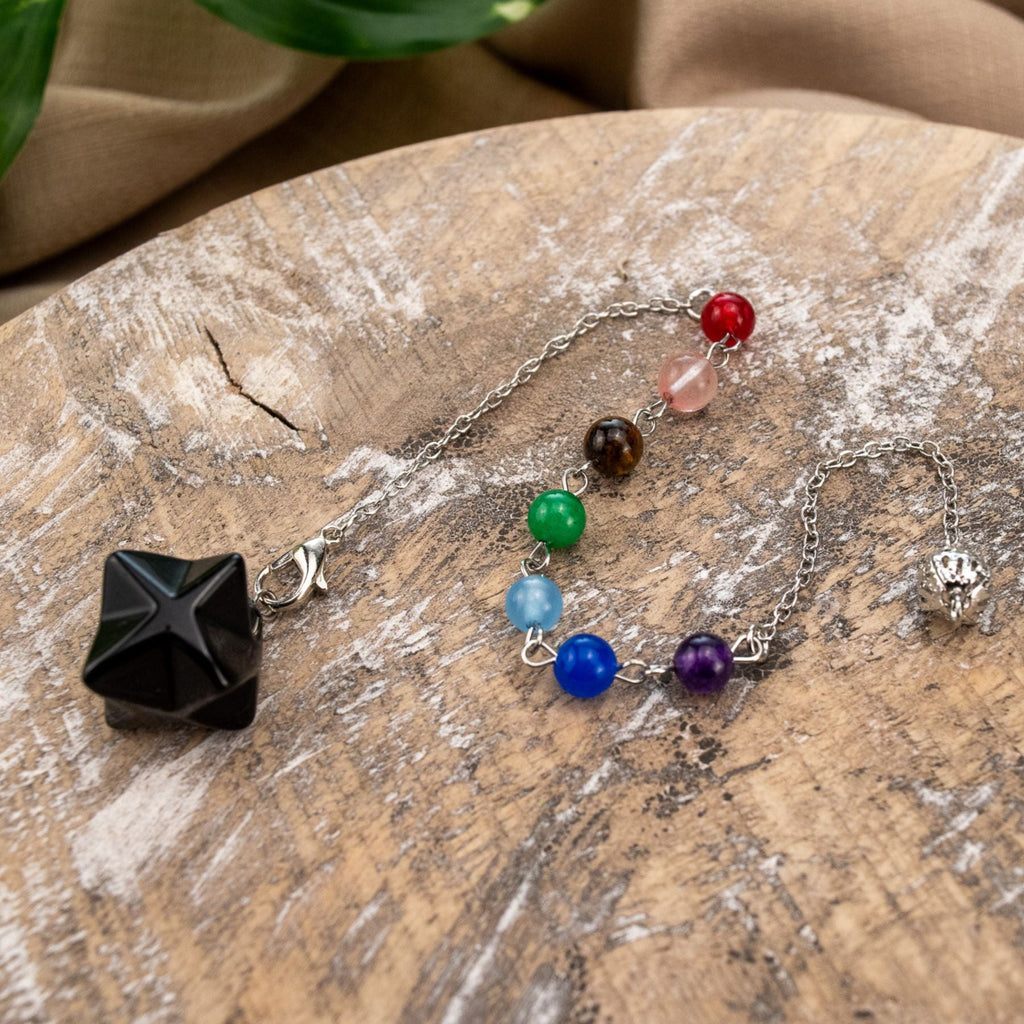 Crystal Merkaba Pendulum with Chakra Stones | | Wiccan Center