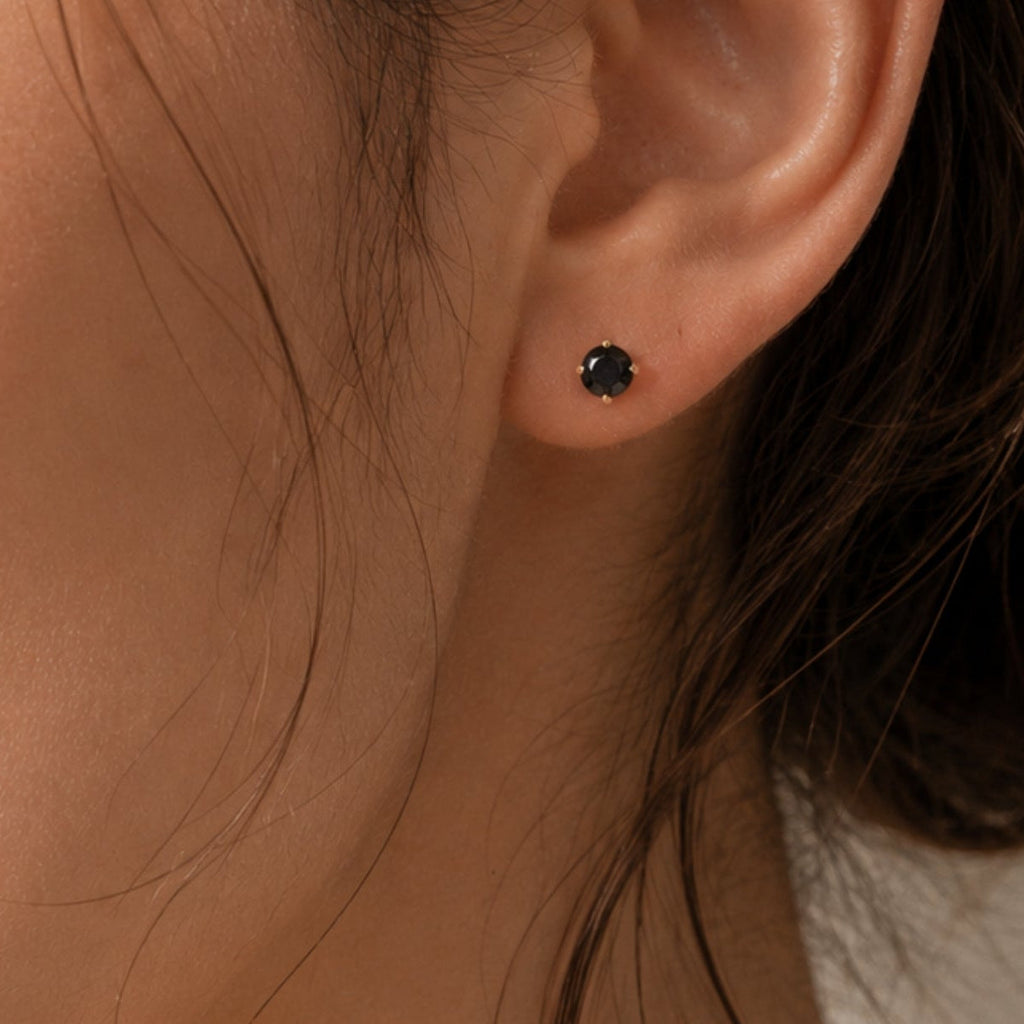 Black Onyx Rhinestone Stud Earrings
