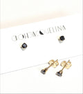 Black Onyx Rhinestone Stud Earrings