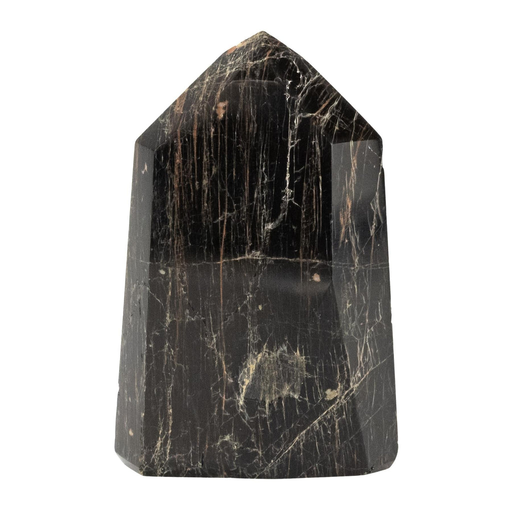 Black Tourmaline with Hematite Polished Point | | Wiccan Center