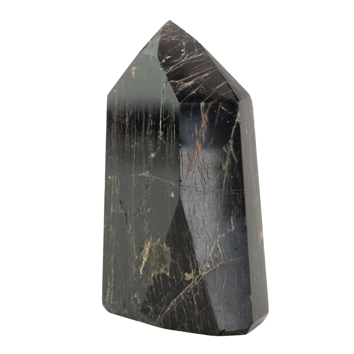 Black Tourmaline with Hematite Polished Point | | Wiccan Center