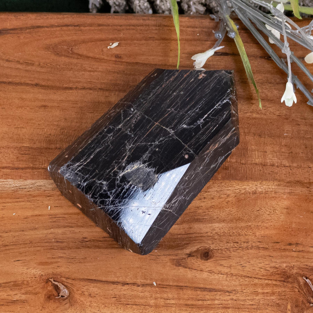Black Tourmaline with Hematite Polished Point | | Wiccan Center
