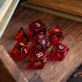 Blood Red Hand Carved Zircon Glass DND Dice Set | Gemstone Dice | Wiccan Center