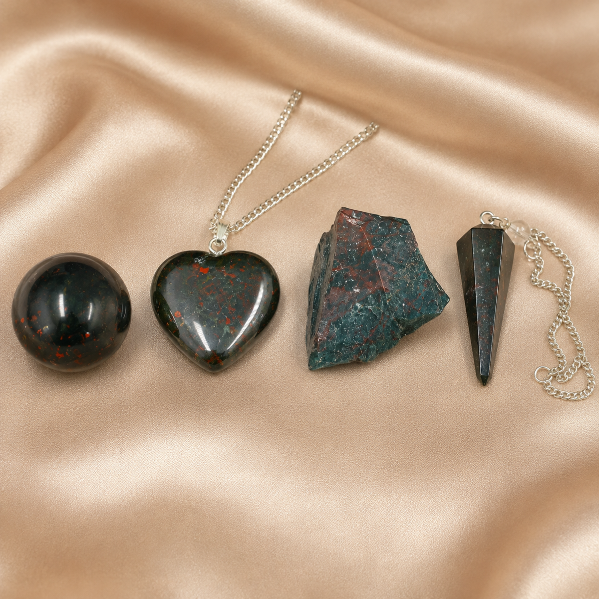 Bloodstone Crystal Gift Set For Emotional Support and Protection, Real Polished Gemstones. | Merkaba & Platonic Solids | Wiccan Center