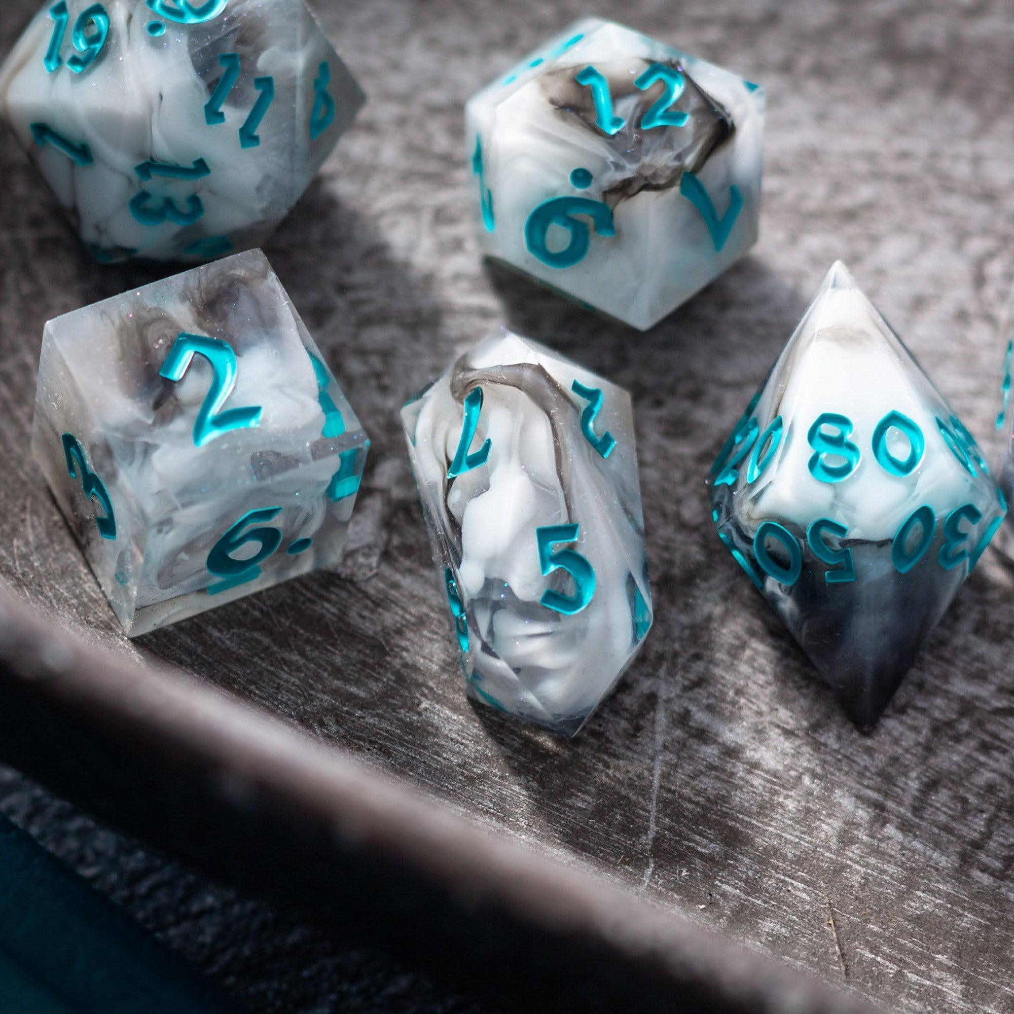 Blue Cloud Handmade Resin DND Dice Set | Resin Dice | Wiccan Center