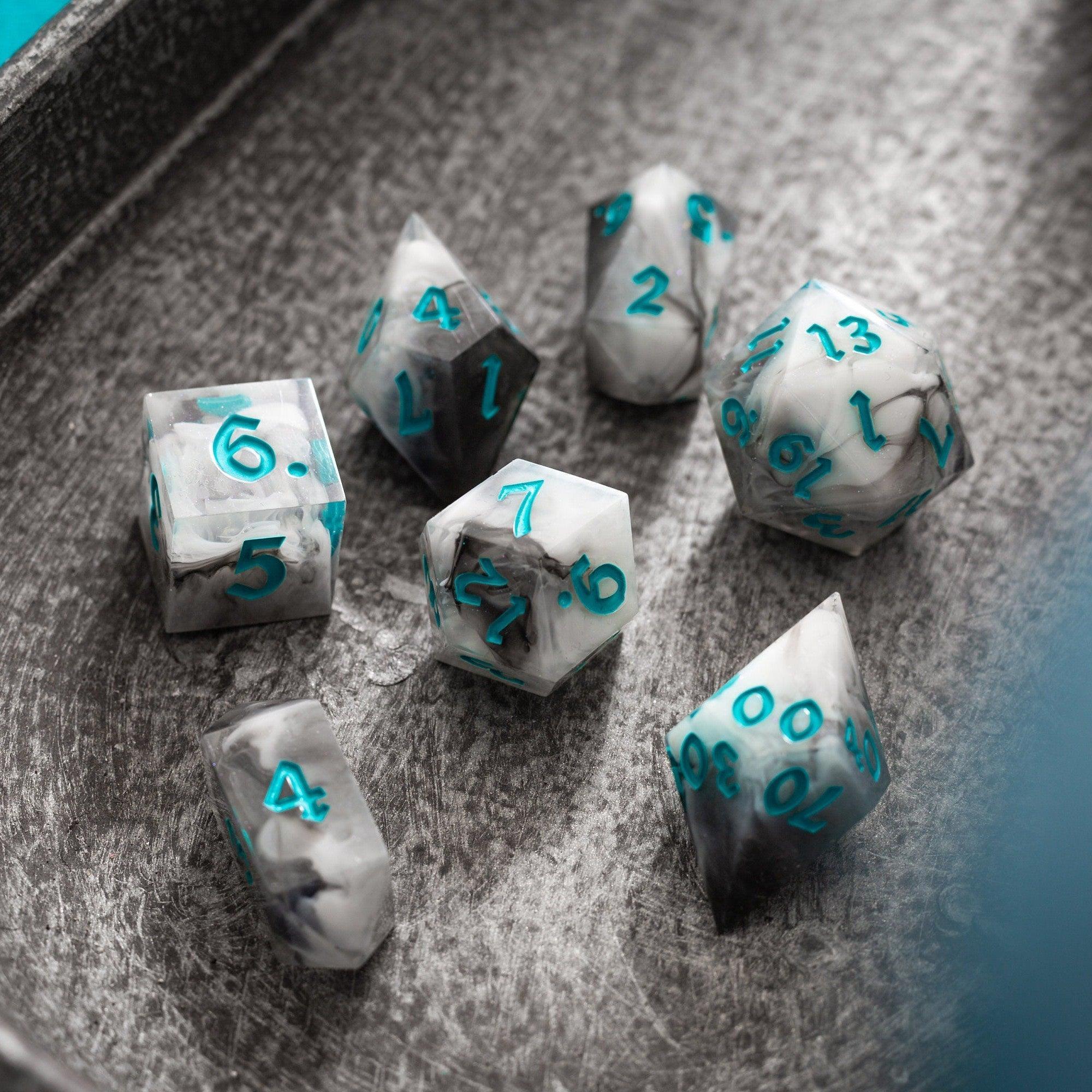 Blue Cloud Handmade Resin DND Dice Set | Resin Dice | Wiccan Center