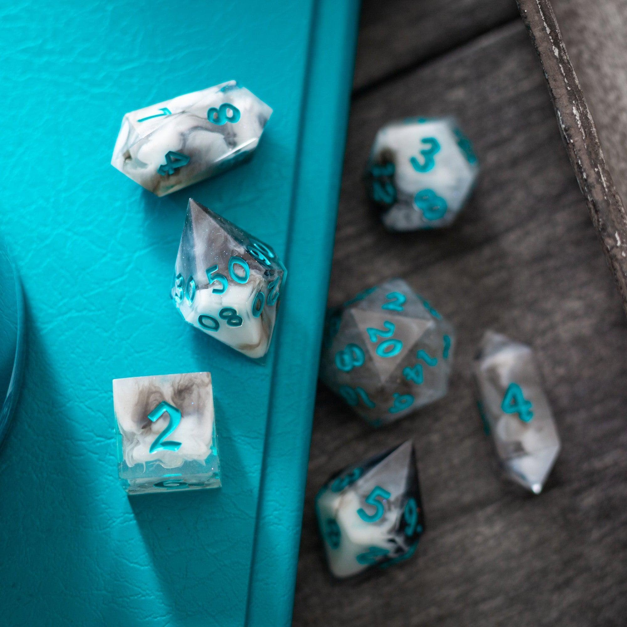 Blue Cloud Handmade Resin DND Dice Set | Resin Dice | Wiccan Center