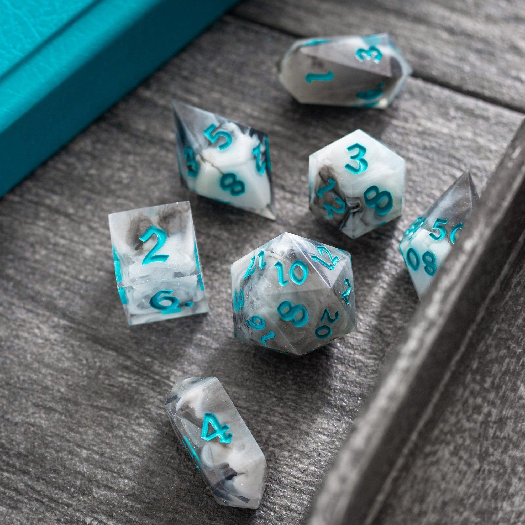 Blue Cloud Handmade Resin DND Dice Set | Resin Dice | Wiccan Center