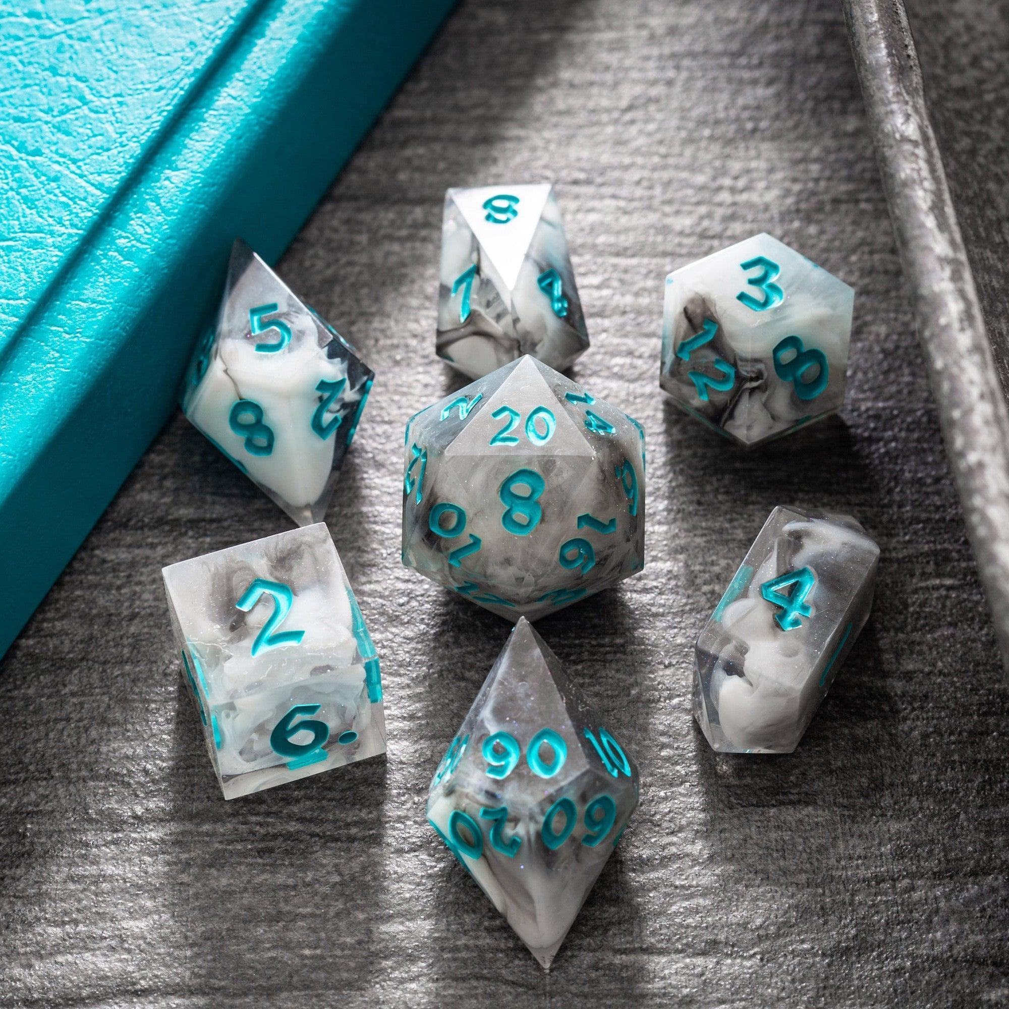Blue Cloud Handmade Resin DND Dice Set | Resin Dice | Wiccan Center
