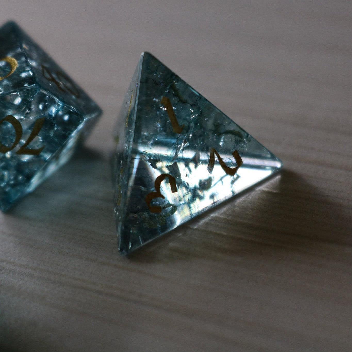 Blue Ocean Forge Fire Glass DND Dice Set | Gemstone Dice | Wiccan Center