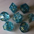 Blue Ocean Forge Fire Glass DND Dice Set | Gemstone Dice | Wiccan Center