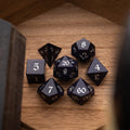 Blue Sandstone Silver Font Gemstone DND Dice Set | Gemstone Dice | Wiccan Center