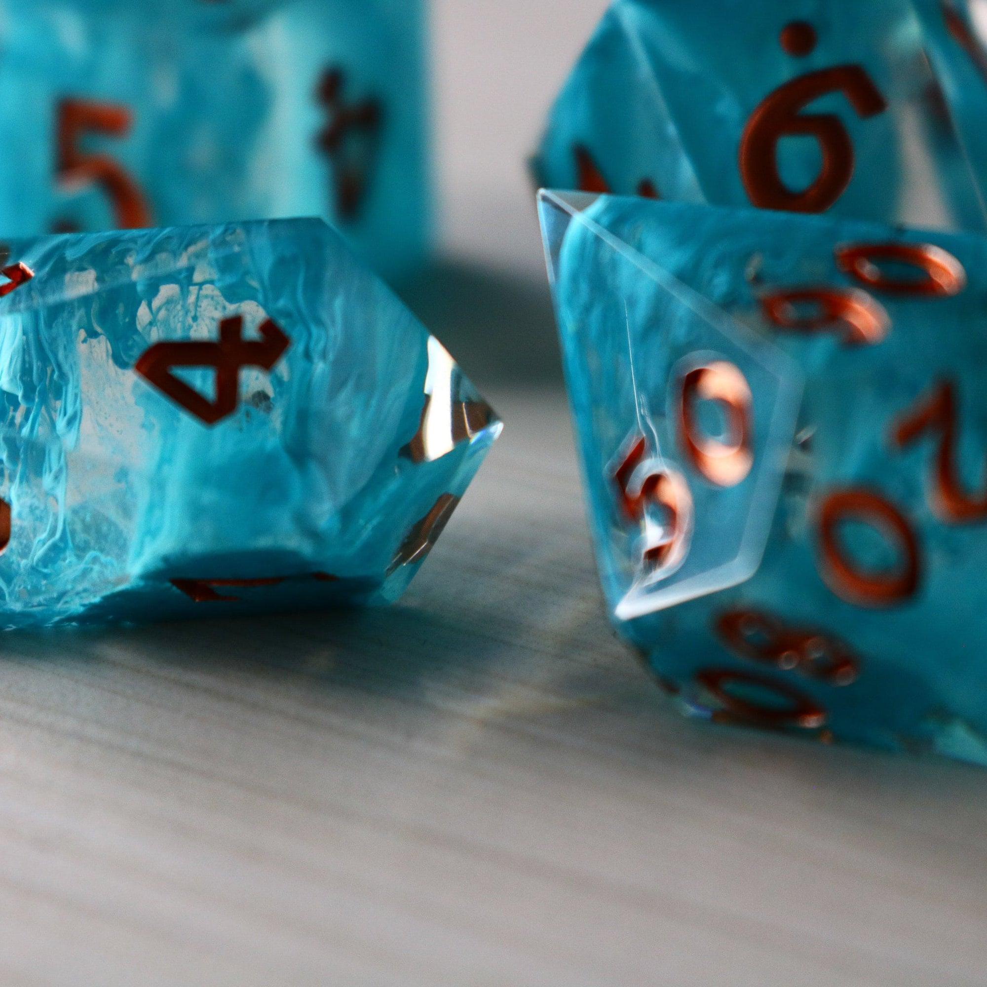 Blue Smoke Handmade Resin DND Dice Set | Resin Dice | Wiccan Center