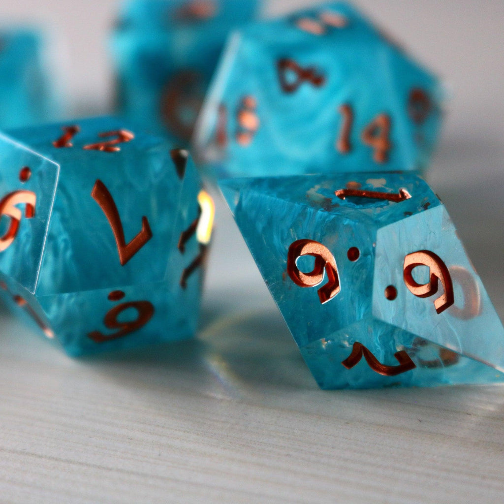 Blue Smoke Handmade Resin DND Dice Set | Resin Dice | Wiccan Center
