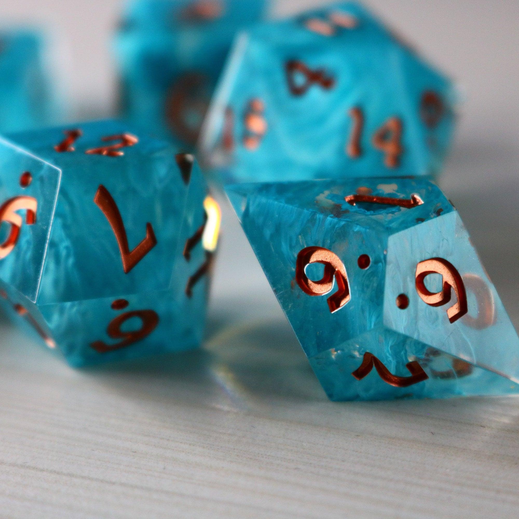 Blue Smoke Handmade Resin DND Dice Set | Resin Dice | Wiccan Center