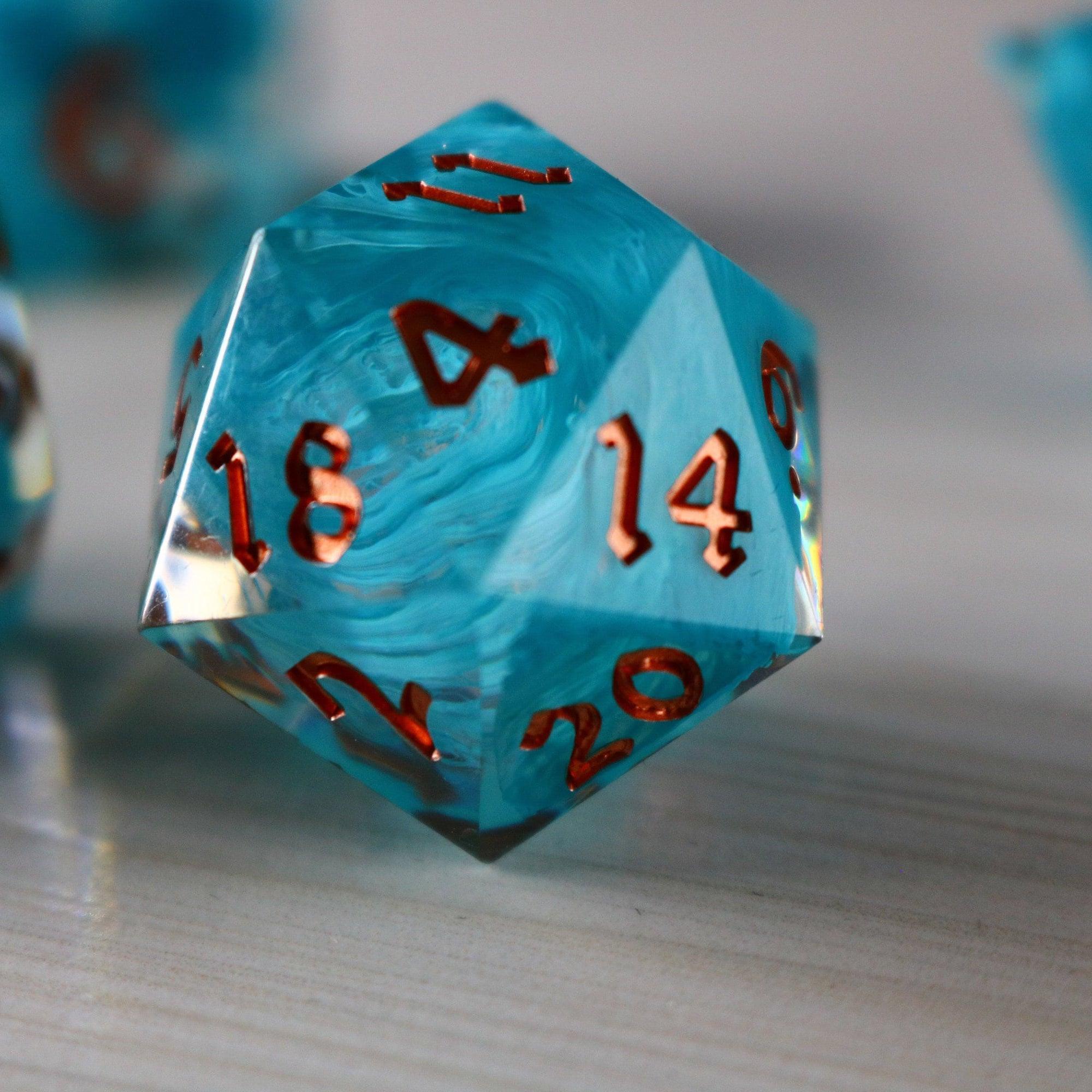 Blue Smoke Handmade Resin DND Dice Set | Resin Dice | Wiccan Center