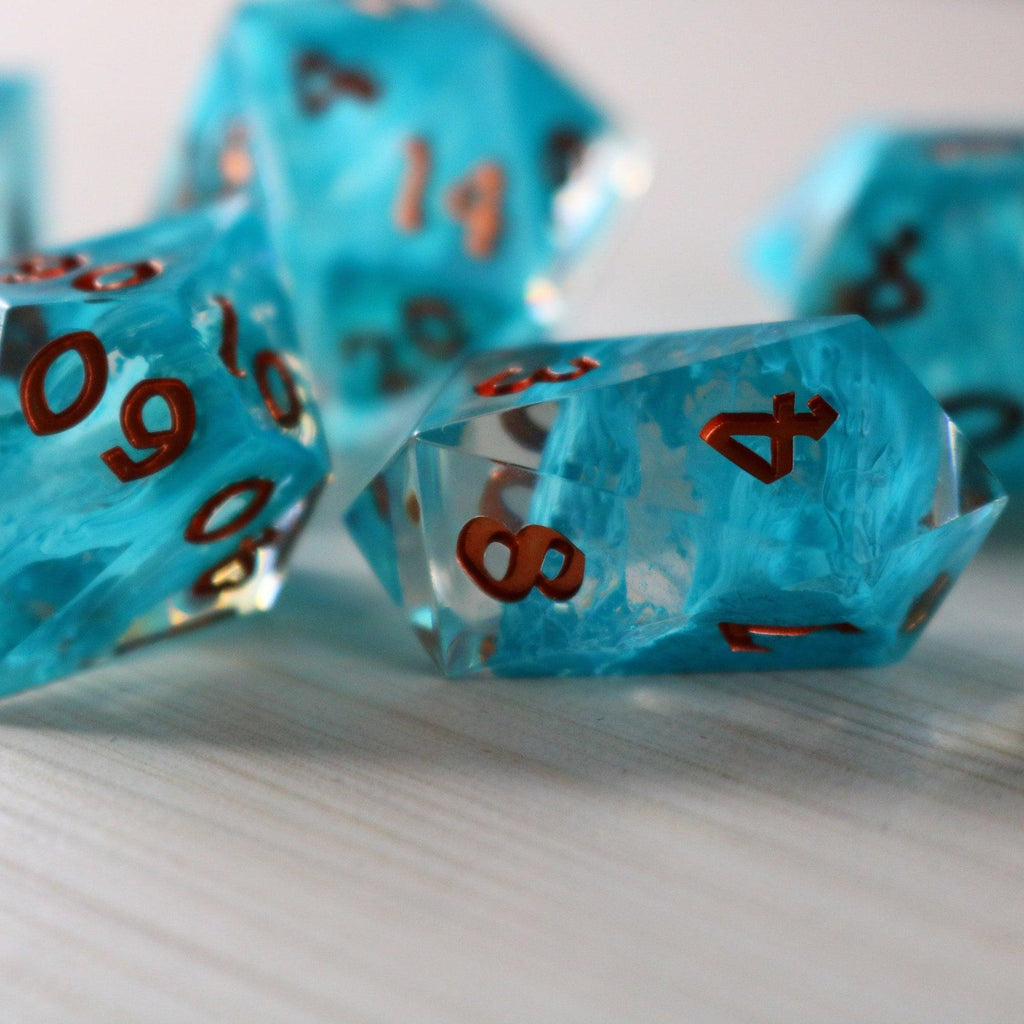 Blue Smoke Handmade Resin DND Dice Set | Resin Dice | Wiccan Center