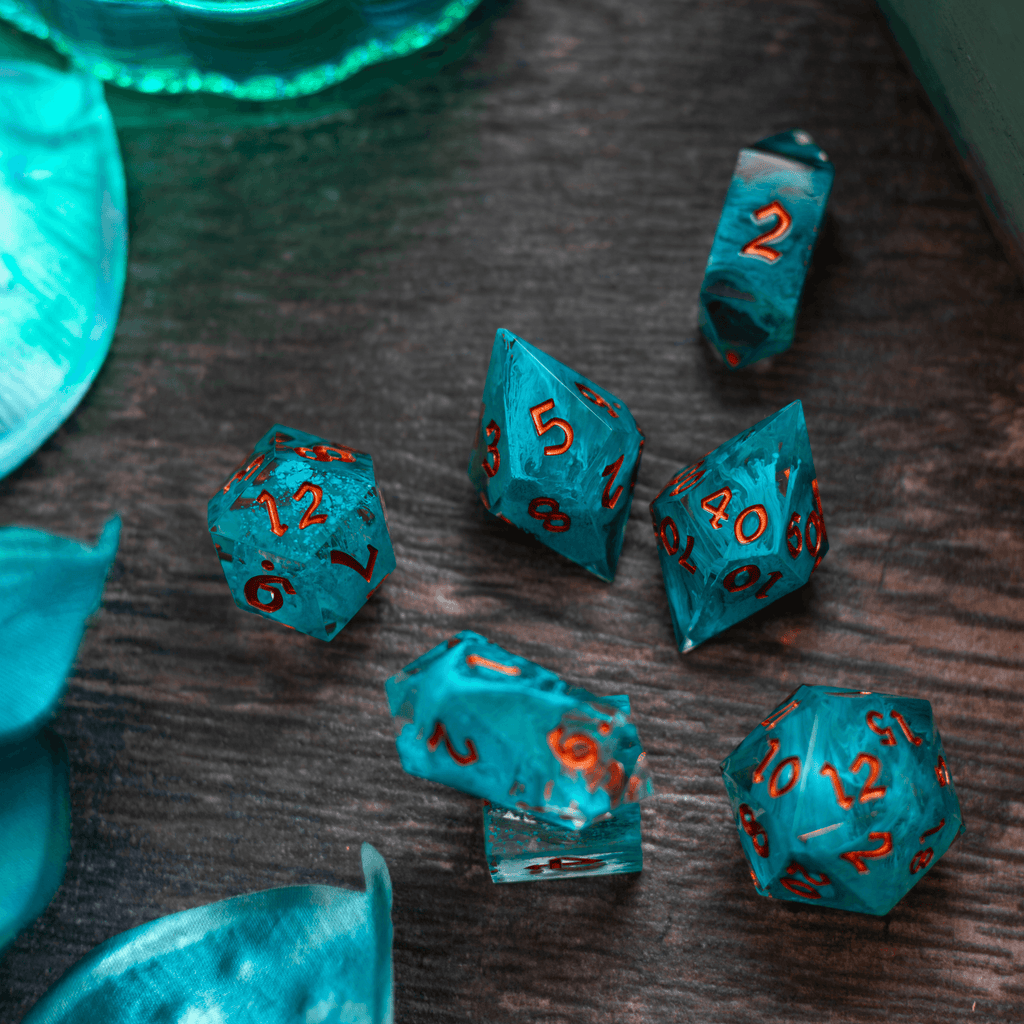 Blue Smoke Handmade Resin DND Dice Set | Resin Dice | Wiccan Center