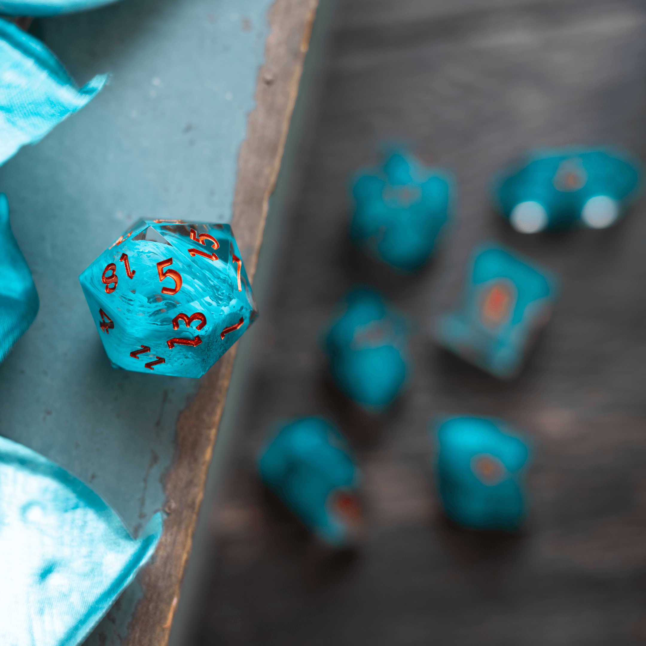 Blue Smoke Handmade Resin DND Dice Set | Resin Dice | Wiccan Center