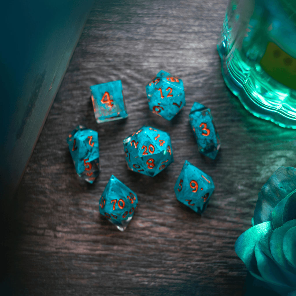 Blue Smoke Handmade Resin DND Dice Set | Resin Dice | Wiccan Center