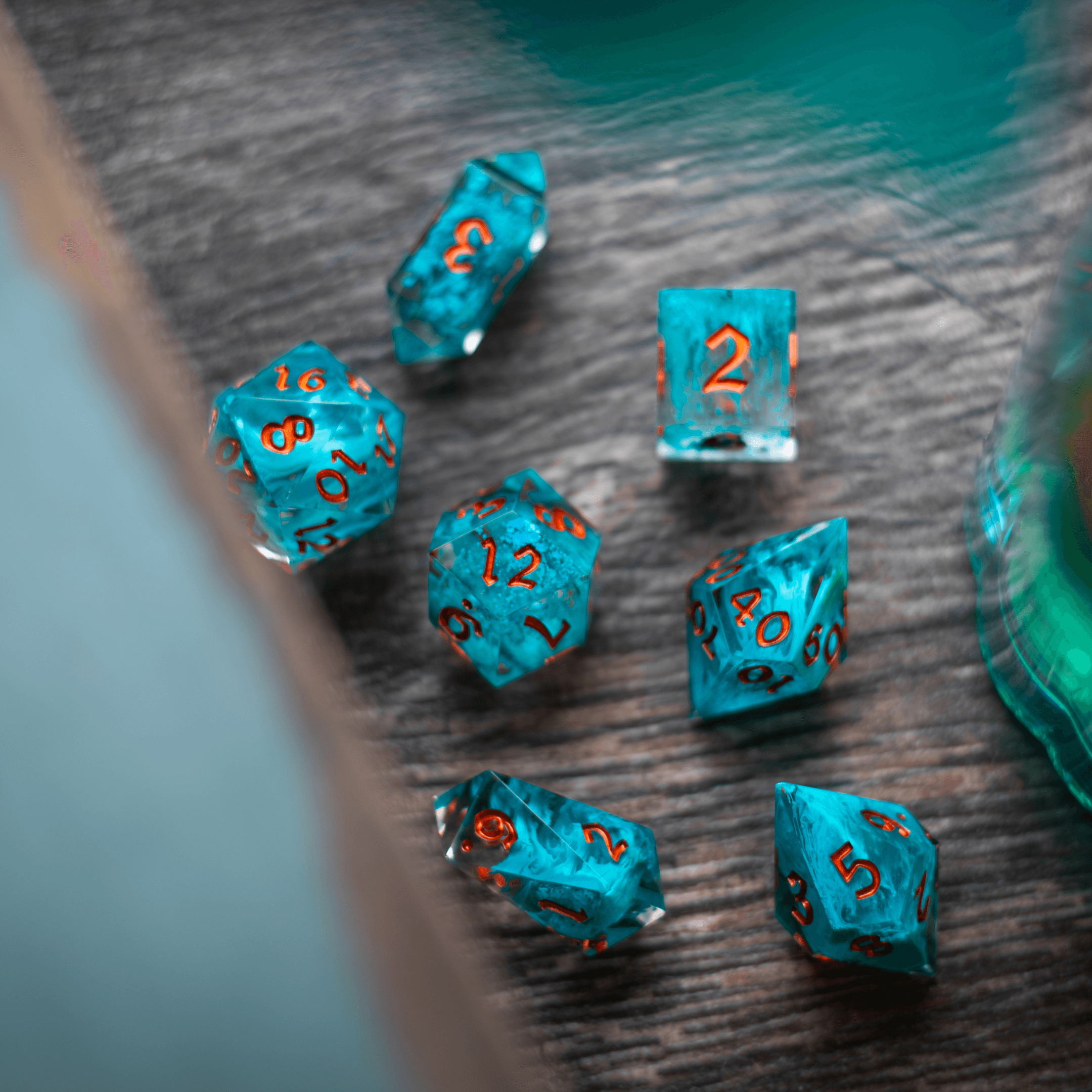 Blue Smoke Handmade Resin DND Dice Set | Resin Dice | Wiccan Center