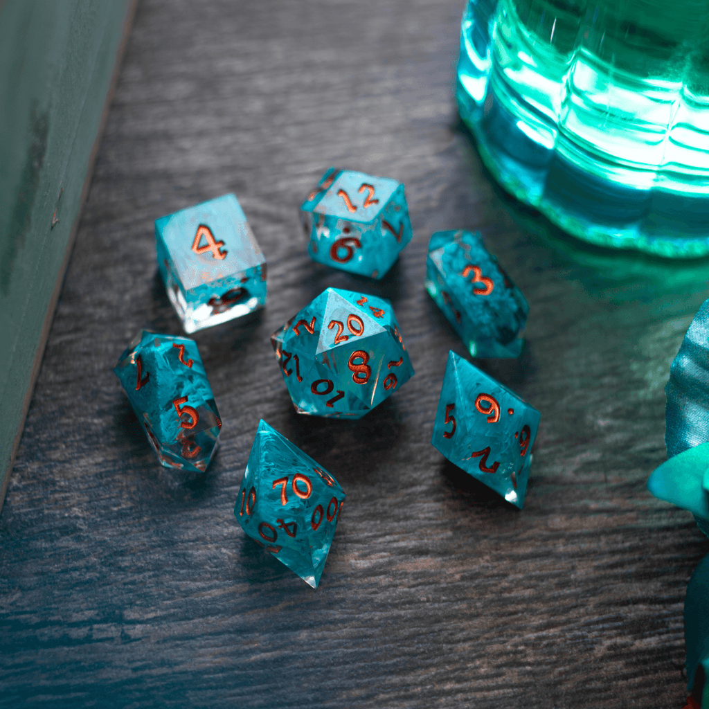 Blue Smoke Handmade Resin DND Dice Set | Resin Dice | Wiccan Center