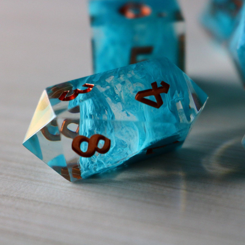 Blue Smoke Handmade Resin DND Dice Set | Resin Dice | Wiccan Center