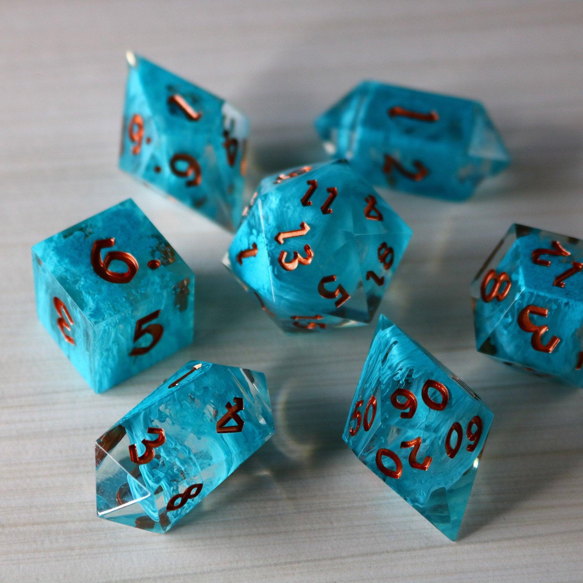 Blue Smoke Handmade Resin DND Dice Set | Resin Dice | Wiccan Center