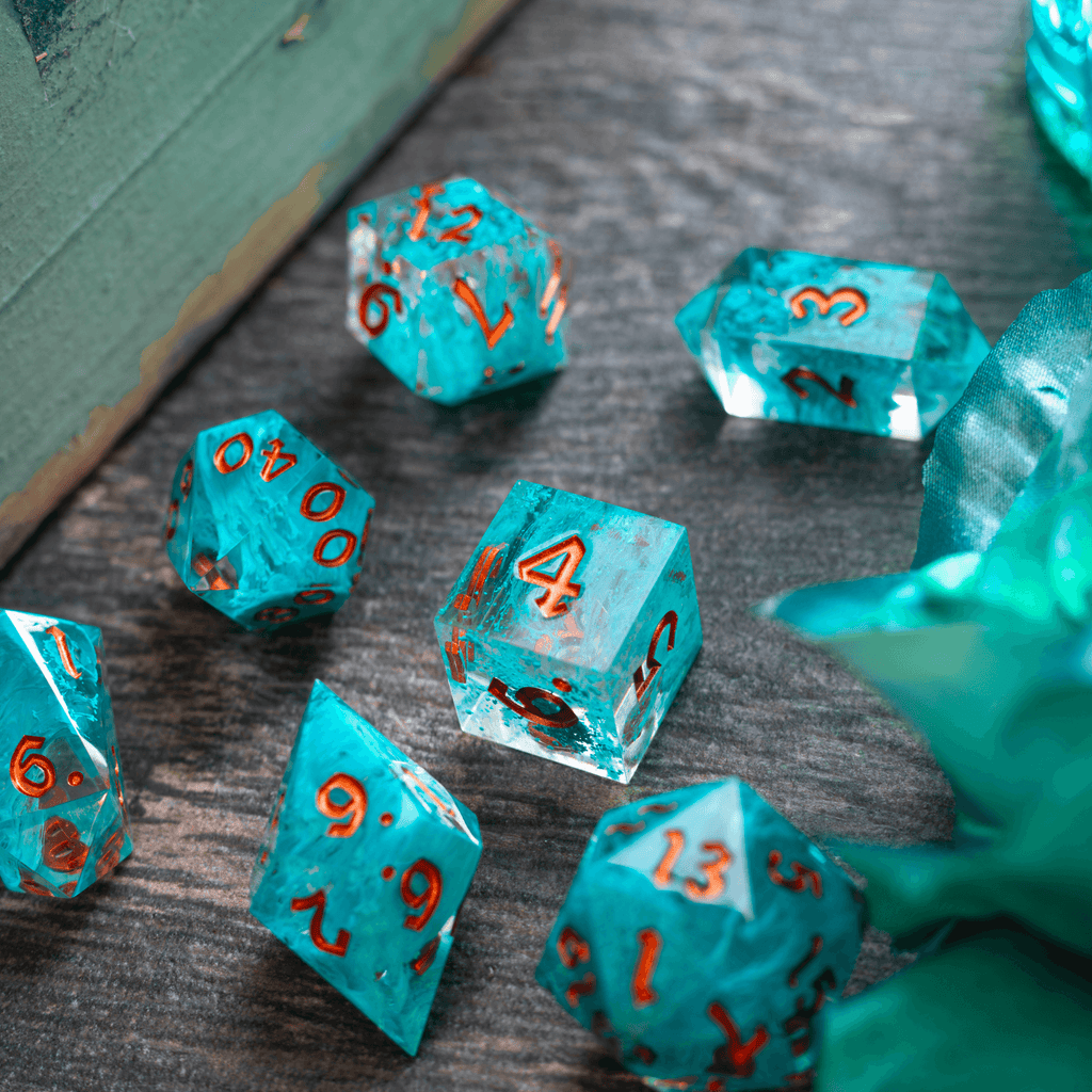 Blue Smoke Handmade Resin DND Dice Set | Resin Dice | Wiccan Center