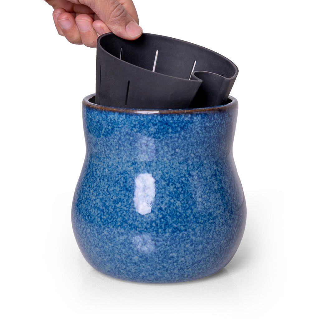 Ceramic Plant Pot with Rubber Liner - River Blue | Indoor Plant Pot | Wiccan Center