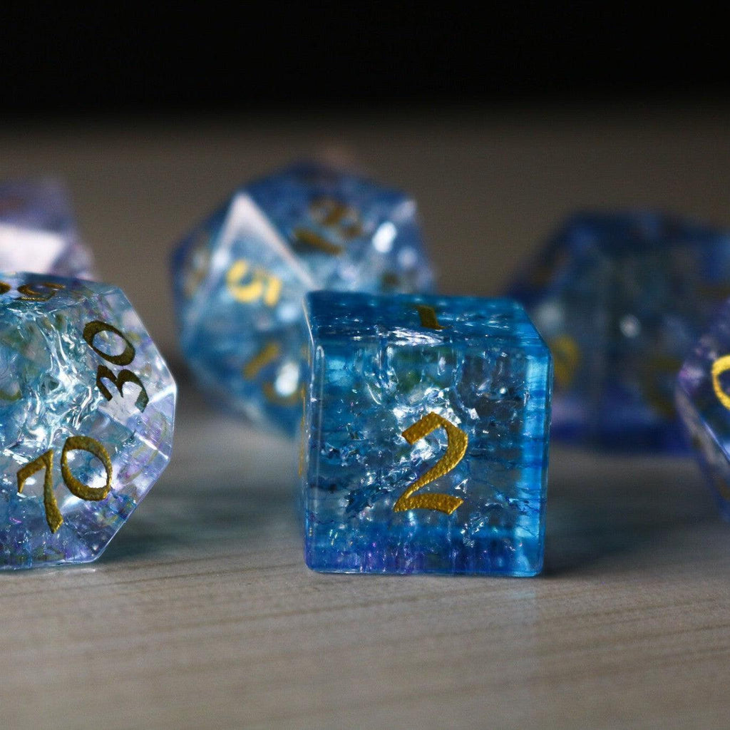 Blue Wing Forge Fire Glass DND Dice Set | Gemstone Dice | Wiccan Center