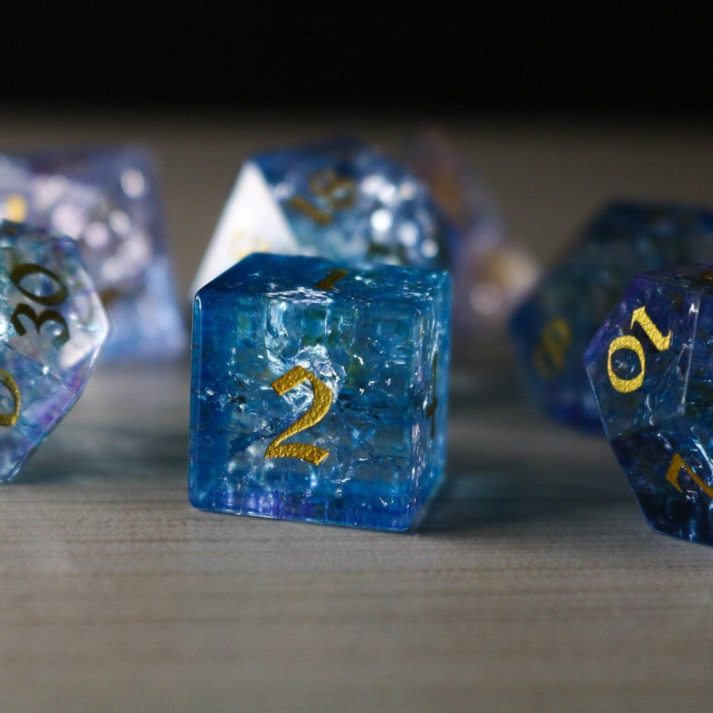 Blue Wing Forge Fire Glass DND Dice Set | Gemstone Dice | Wiccan Center